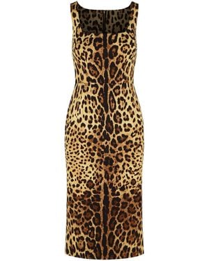 Dolce & Gabbana Dolce & Gabbana Leopard-Print Silk Dress - Metallic