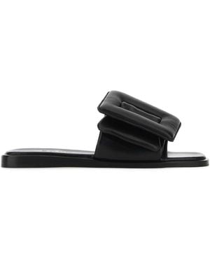 Boyy Leather Puffy Slippers - Black