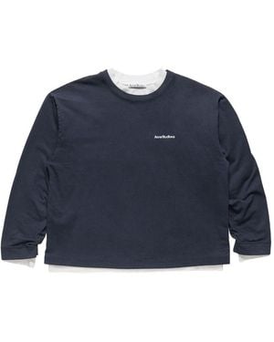 Acne Studios Logo Cotton T Shirt - Blue