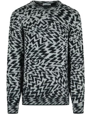 Laneus Two Tone Wool Blend Sweater - Black