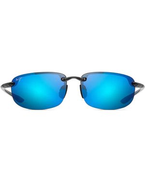 Maui Jim Sonnenbrille Ho'okipa B407 11 Schwarz/Blau verspiegelt Unisex Polarisiert