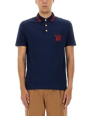 Valentino Polo Shirt With Vg Embroidery - Blue