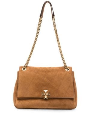 Tory Burch Charlie Suede Leather Shoulder Bag - Brown