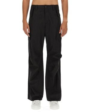 Dolce & Gabbana Wide Leg Cotton Trousers - Black