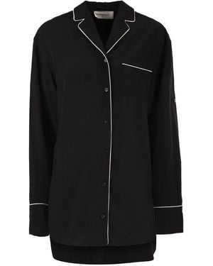 Sportmax Spxcocco – Soepel Viscose Shirt Met Contrasterende Biezen - Zwart