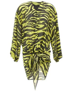The Attico Zebra Print Wrap Dress - Green