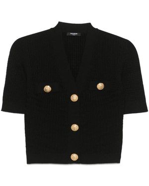 Balmain Top mit dekorativen Knöpfen - Schwarz