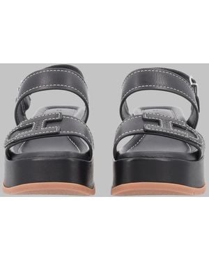 Hogan Leather Platform Sandals - Grey
