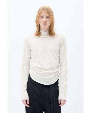 Ann Demeulemeester Lenart Wrinkled Mock Collar Top Brushed Jersey - White