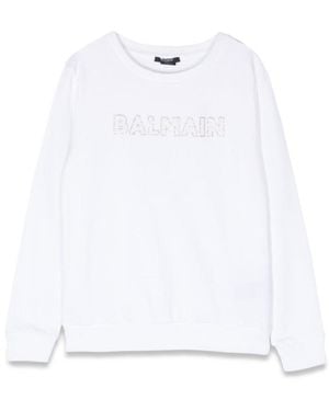 Balmain Logo Crewneck Sweatshirt - White