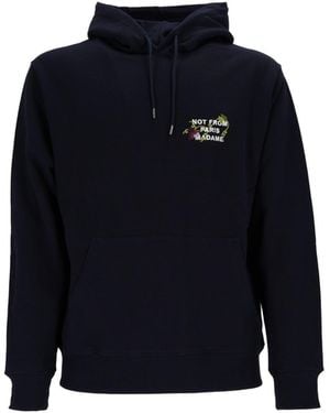 Drole de Monsieur Vine Embroidered Slogan Hoodie - Blue