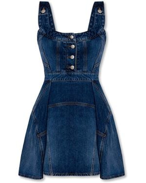 McQueen Sleeveless Denim Mini Dress For - Blue