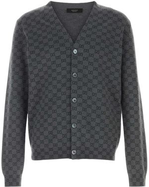 Gucci V Neck Cardigans - Grey