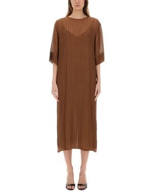 Alysi Silk Midi Dress - Brown