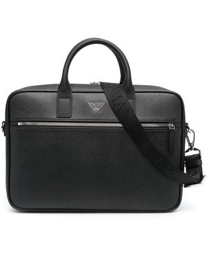 Emporio Armani Leder Aktentasche - Schwarz
