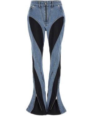 Mugler 'Reißverschluss bi Material' Jeans - Blau