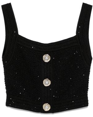 Balmain Tweed Top - Noir