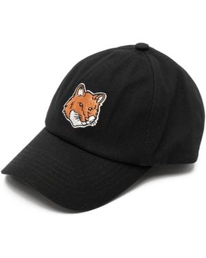 Maison Kitsuné Embroidered-Logo Patch Cap - Black