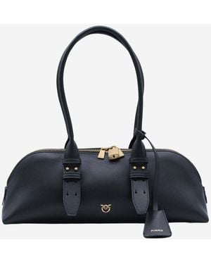 Pinko Borsa Bowling Escape Horizontal in Pelle - Blau