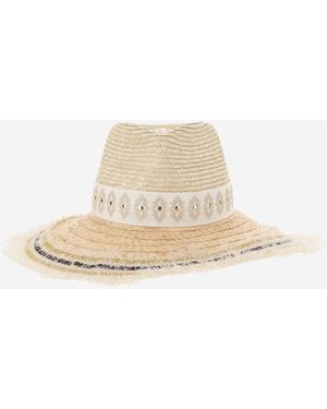 Ferruccio Vecchi Straw And Viscose Blend Hat With Embroidery - Natural
