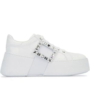 Roger Vivier Viv Skate High Strass Sneakers - White