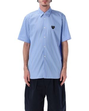 COMME DES GARÇONS PLAY Striped Cotton S/S Shirt - Blue