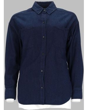 Vince Dark Denim Shirt With Classic Collar - Blue