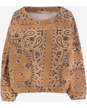 DON'T @ ME Cotton Sweatshirt With Bandana Print - Brown
