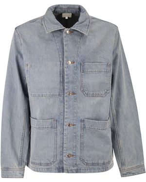 A.P.C. APC Chaqueta vaquera de algodón con bolsillos de parche - Gris