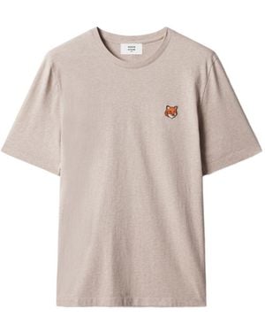 Maison Kitsuné Fox Head Cotton T Shirt - Natural
