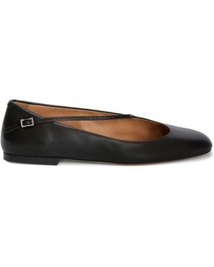 Jil Sander Leren Ballerina's - Zwart