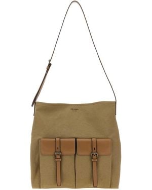 Prada Khaki Canvas Route Shopping Bag - Multicolour