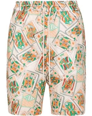 Drole de Monsieur Jeu De Cartes Linen Blend Shorts - Natural