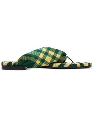 Burberry Check Pool Slides - Green