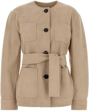 MM STUDIO Boho Suede Leather Jacket - Natural