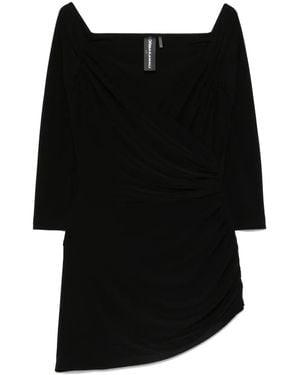 Norma Kamali Gedrapeerd Van De Schouderminidress - Zwart