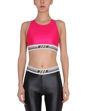 MSGM Logo Round Neck Top - Pink