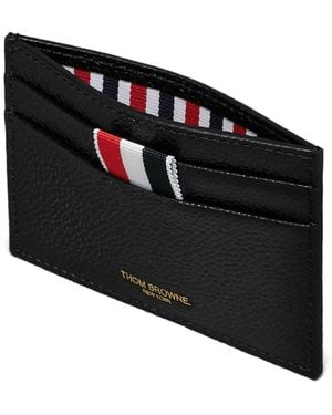 Thom Browne Single Card Holder W/ Goose Half Drop Embroidery - Black