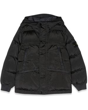 Stone Island Mini Down Jacket With Side Logo Patch - Black