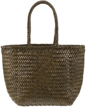 Dragon Grace Basket Kleine geflochtene Ledertasche - Braun