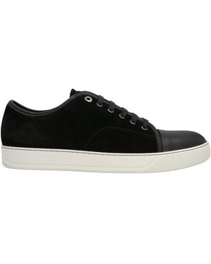 Lanvin Men Suede Leather Captoe Low Top Sneakers - Black
