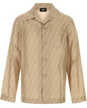 Fendi Ff Silk Shirt - Natural