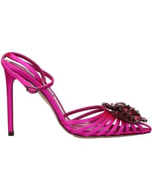 Aquazzura Crystal Margarita Sandals Satin Fuchsia/Orchid - Purple