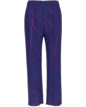 Pleats Please Issey Miyake Pause Pleated Trousers - Blue