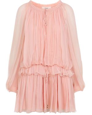 Chloé Silk Mini Dress - Pink