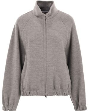 Max Mara Frine Double Jersey Sweatshirt aus Wolle und Baumwolle - Grau