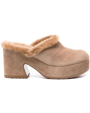 Gianvito Rossi Lyss Suede Heel Mules - Brown