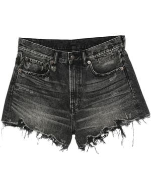 R13 Distressed-Shorts Mit Ausgefransten Kanten - Schwarz