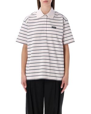 ROTATE BIRGER CHRISTENSEN Striped Organic-cotton Jersey Polo - White