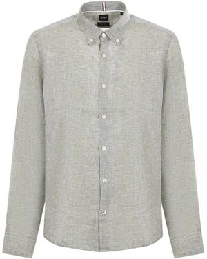 BOSS Camicia Di Lino - Grigio